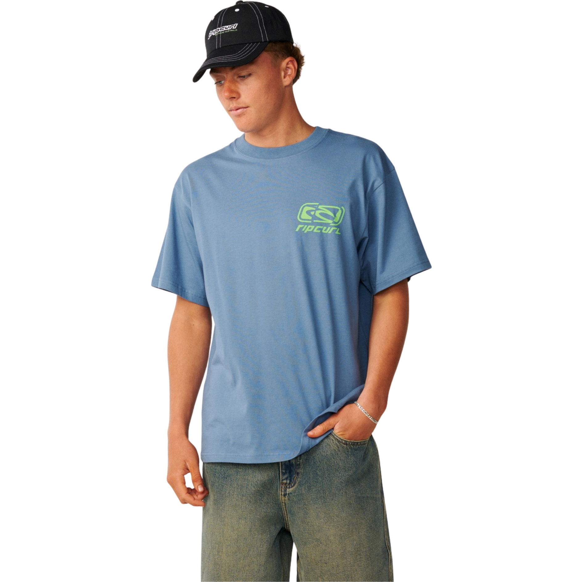 2026 Rip Curl Homem Arquivo Rasgado T-Shirt 12PMTE - Bluefin